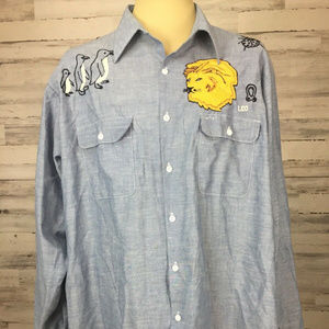 VTG 2X Big Mac Lion Hand Embroidery Chambray Shirt